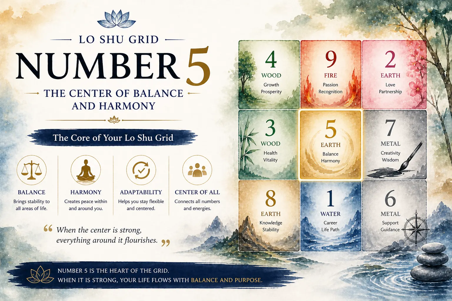 number 5 meaning in loshu grid