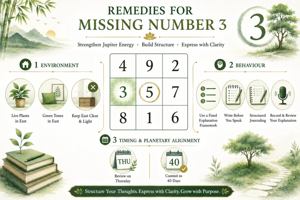 remedies for missing number 3 in lo shu grid